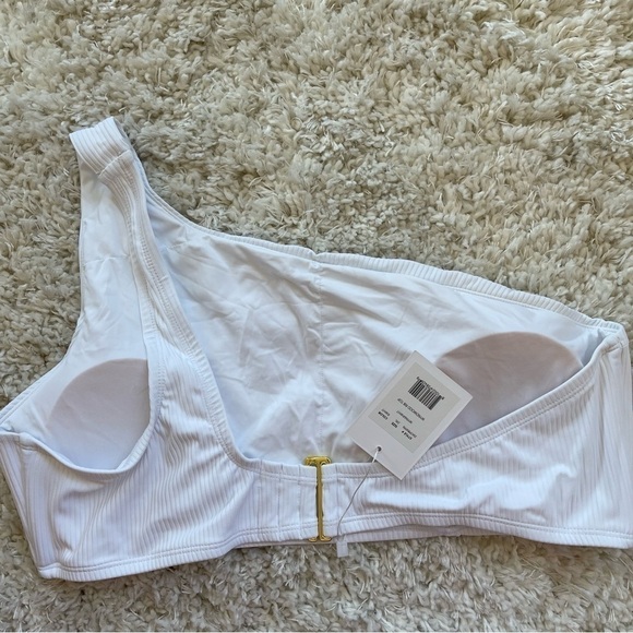 Andie Swim The Last Splash Wynwood To One Shoulder White Ribbed Top Gold - Picture 3 of 13